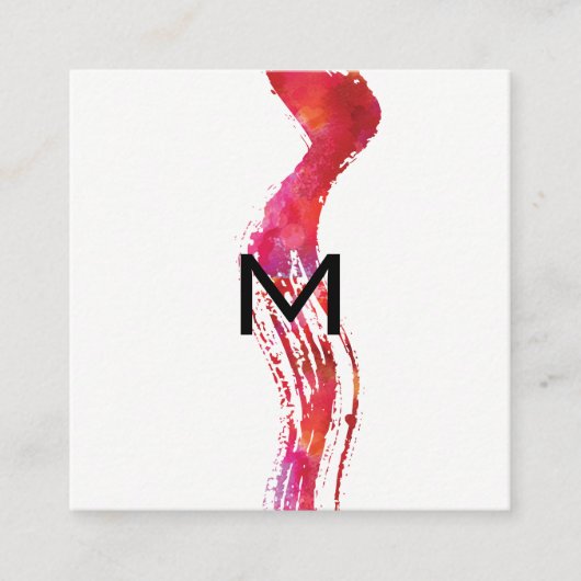 Monogram penseel voor Waterverf Vierkante Visitekaartje (Voorkant)