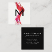 Monogram penseel voor Waterverf Vierkante Visitekaartje (Voorkant / Achterkant)