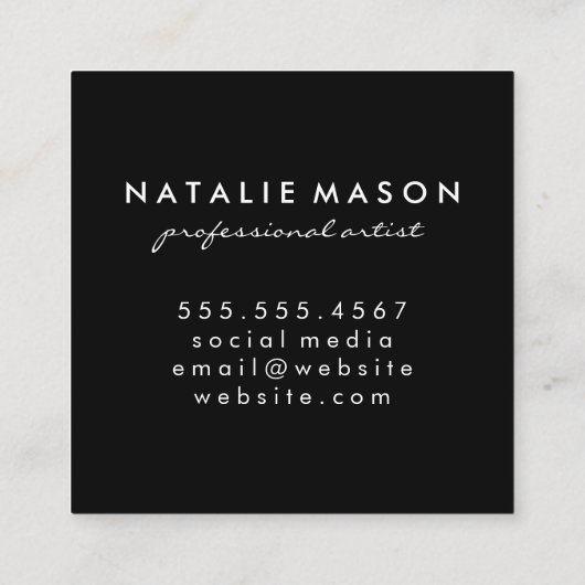 Monogram penseel voor Waterverf Vierkante Visitekaartje (Achterkant)