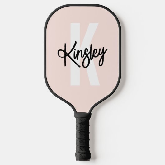 Monogram penseelscript Blush Pink Pickleball Paddle (Voorkant)