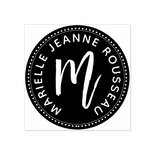 Monogram Penseelscript Initiaal Naam Logo Rubberstempel (Afrduk)