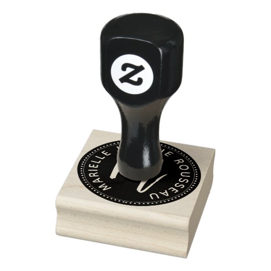 Monogram Penseelscript Initiaal Naam Logo Rubberstempel (Stempel)