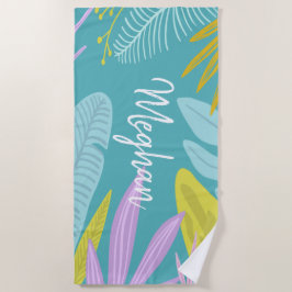 Monogram penseelscript | Tropische keukenhanddoek Strandlaken