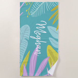 Monogram penseelscript   Tropische keukenhanddoek Strandlaken
