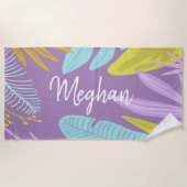 Monogram penseelscript | Tropische keukenhanddoek Strandlaken (Voorkant)