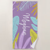 Monogram penseelscript | Tropische keukenhanddoek Strandlaken (Voorkant)