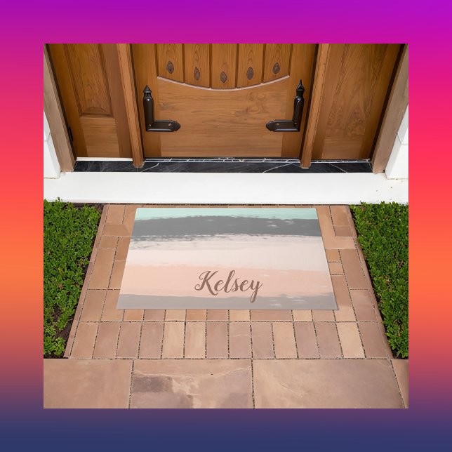 Monogram penseelstreken kleurrijk | deurmat (Creator heeft geüpload)