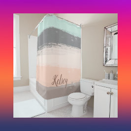 Monogram penseelstreken kleurrijk | douchegordijn