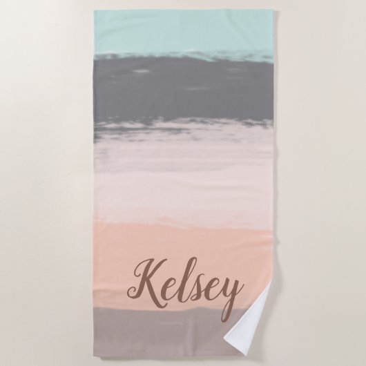 Monogram penseelstreken kleurrijk | strandlaken (Voorkant)