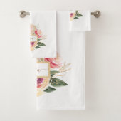 Monogram Peony Bloom Bad Handdoek (Insitu)
