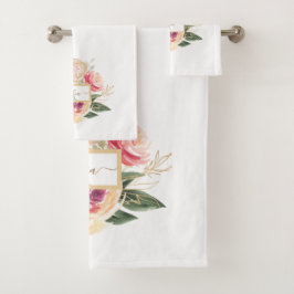 Monogram Peony Bloom Bad Handdoek