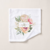Monogram Peony Bloom Bad Handdoek (Wasdoekje)