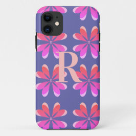 Monogram Periwinkle Floral Retro Pattern Case-Mate iPhone Case