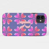Monogram Periwinkle Floral Retro Pattern Case-Mate iPhone Case (Achterkant (horizontaal))