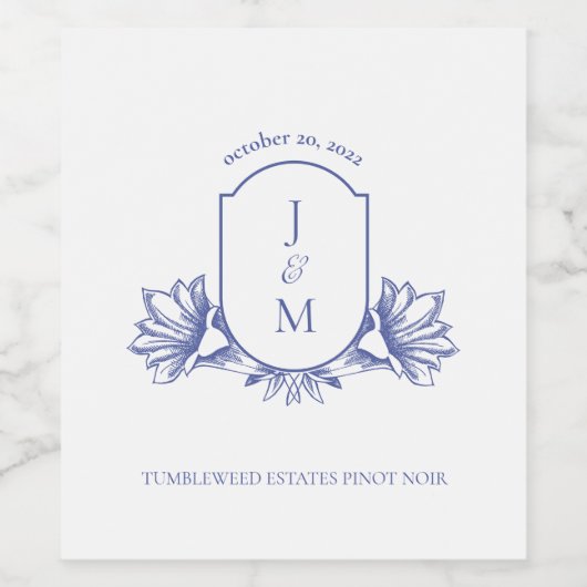  monogram Periwinkle-logo Wijn Etiket (Enkel label)