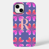 Monogram Periwinkle Retro Floral Pattern Case-Mate iPhone Case (Achterkant)