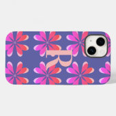 Monogram Periwinkle Retro Floral Pattern Case-Mate iPhone Case (Achterkant (horizontaal))