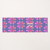 Monogram Periwinkle Retro Flower Pattern Yogamat (Achterkant (horizontaal))