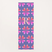 Monogram Periwinkle Retro Flower Pattern Yogamat (Voorkant)