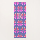 Monogram Periwinkle Retro Flower Pattern Yogamat (Achterkant)