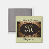 Monogram  perkament Save the Date Magnet (Voorkant / Achterkant)