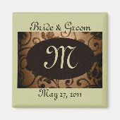 Monogram  perkament Save the Date Magnet (Voorkant)