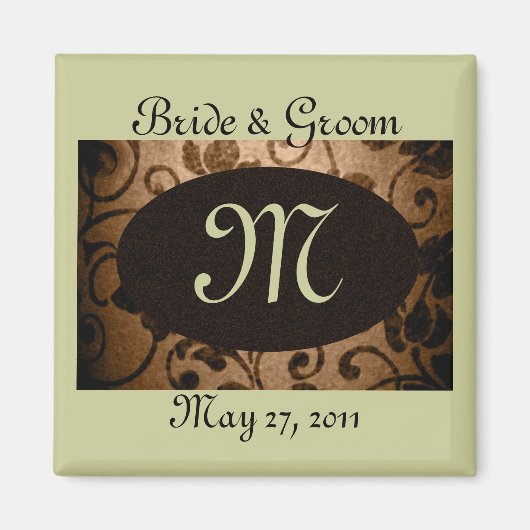 Monogram  perkament Save the Date Magnet (Voorkant)