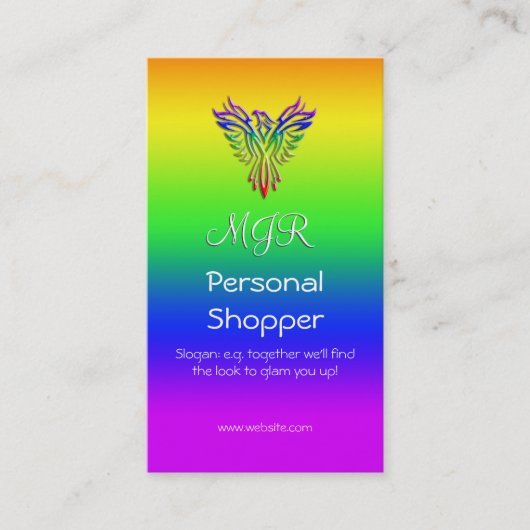 Monogram, Personal Shopper, LGBT Rainbow Phoenix Visitekaartje (Voorkant)