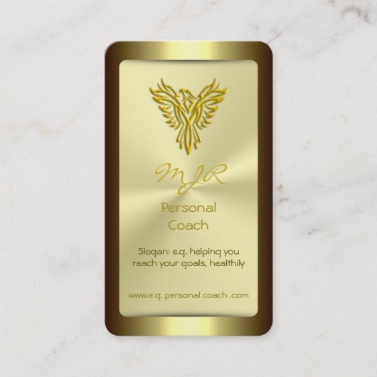 Monogram, Personal Trainer, gouden Phoenix Visitekaartje (Voorkant)