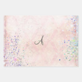 Monogram personaliseer roze glitter Elegant Trendy Inpakpapier Vel (Voorkant)