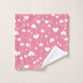Monogram Personaliseer Roze Witte Hartjes Bad Handdoek (Wasdoekje)