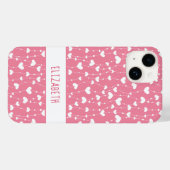 Monogram Personaliseer Roze Witte Hartjes Meisjesa Case-Mate iPhone Case (Achterkant (horizontaal))