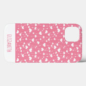 Monogram Personaliseer Roze Witte Hartjes Meisjesa Case-Mate iPhone Case (Achterkant (horizontaal))