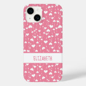 Monogram personaliseer roze witte kunsten meisje Case-Mate iPhone case (Achterkant)