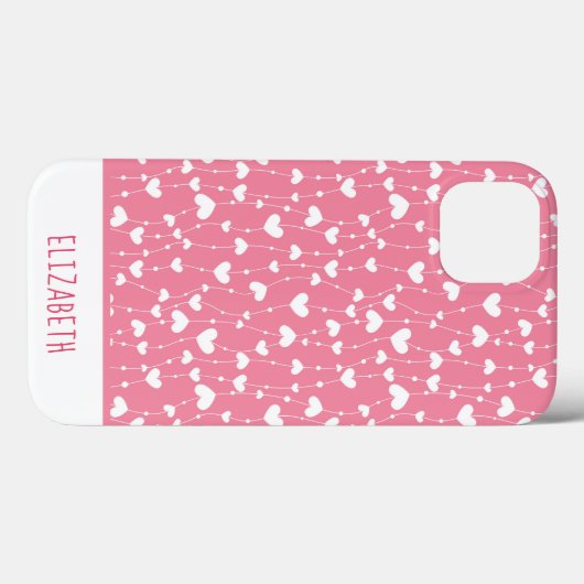 Monogram personaliseer roze witte kunsten meisje Case-Mate iPhone case (Achterkant (horizontaal))
