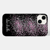 Monogram Personaliseer Zwart Roze Zilver Glitter Case-Mate iPhone Case (Achterkant (horizontaal))