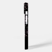 Monogram Personaliseer Zwart Roze Zilver Glitter Case-Mate iPhone Case (Achterkant / Links)