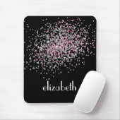 Monogram personaliseer zwarte roze zilver Glitter Muismat (Met muis)