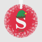 Monogram Personaliseren met Naam Achternaam Rood Ornament (achterkant)