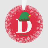 Monogram Personaliseren met Naam Achternaam Rood Ornament (voorkant)