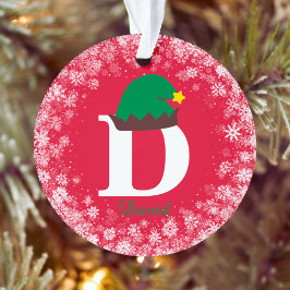 Monogram Personaliseren met Naam Achternaam Rood Ornament