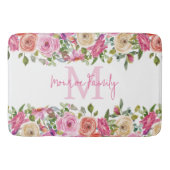 Monogram | personaliseren | Waterverf | Floral Badmat (Voorkant)