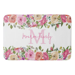 Monogram | personaliseren | Waterverf | Floral Badmat