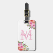 Monogram | personaliseren | Waterverf | Floral Bagagelabel (Voorkant verticaal)