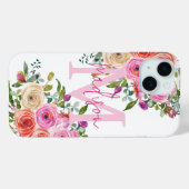 Monogram | personaliseren | Waterverf | Floral Case-Mate iPhone Case (Achterkant (horizontaal))