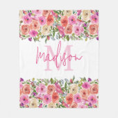 Monogram | personaliseren | Waterverf | Floral Fleece Deken (Voorkant)