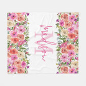 Monogram | personaliseren | Waterverf | Floral Fleece Deken (Voorkant (Horizontaal))