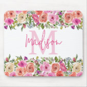 Monogram | personaliseren | Waterverf | Floral Muismat (Voorkant)