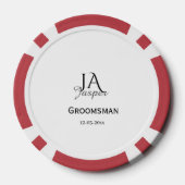 Monogram personalized groomsman best man name date poker chips (Achterkant)