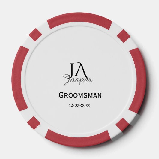 Monogram personalized groomsman best man name date poker chips (Achterkant)